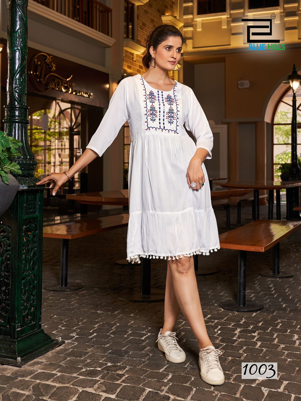Ellie By Blue Hills Rayon Embroidery Party Wear Kurtis Wholesalers In Delhi